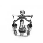 Miniature silver model of lady / water pails. Dutch circa 1950.