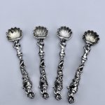 Victorian silver mermaid salt spoons 1844 - 1850.