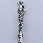 Victorian silver mermaid salt spoons 1844 - 1850.