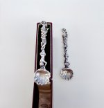 Pair Irish Victorian Silver Mermaid Salt Spoons Circa 1850.  