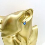 9ct. Gold Blue Heart Shaped Topaz &amp; Blue Diamond Earrings.