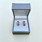 Hallmarked 9ct. Gold Ruby &amp; Diamond Earrings.