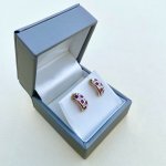 Hallmarked 9ct. Gold Ruby &amp; Diamond Earrings.