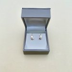 9ct. Gold Crescent Stud Earrings with Diamonds.