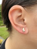 9ct. Gold Crescent Stud Earrings with Diamonds.