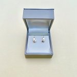 9ct. Gold Crescent Stud Earrings with Diamonds.