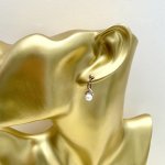 9ct. Gold Earrings with Cultured Pearl / Figure-of-8.