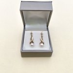 9ct. Gold Earrings with Cultured Pearl / Figure-of-8.