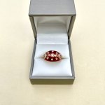 14ct. Gold Diamond &amp; Red Enamel Ring.