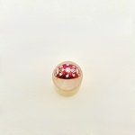 14ct. Gold Diamond &amp; Red Enamel Bombé Ring.