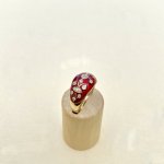 14ct. Gold Diamond &amp; Red Enamel Ring.