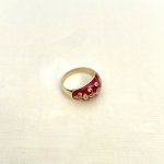 14ct. Gold Diamond &amp; Red Enamel Ring.