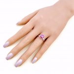 18ct. White Gold Designer Square Set Pink Ring.