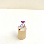 18ct. White Gold Designer Square Set Pink Ring.