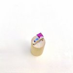 18ct. White Gold Designer Square Set Pink Ring.