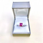 18ct. White Gold Designer Square Set Pink Ring.