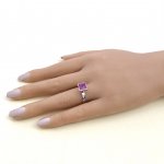 18ct. White Gold Designer Square Set Pink Ring.