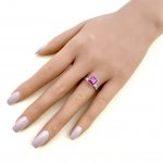 18ct. White Gold Designer Square Set Pink Ring.