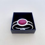 Contemporary Bangle with Red Stone.