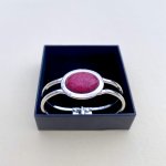 Contemporary Bangle with Red Stone.