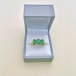 10ct. Gold Ring set with 3 Oval Green Gemstones.