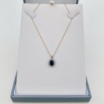 9ct. Gold Sapphire &amp; Diamond Pendant with Chain. NEW STOCK.