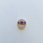 9ct. Gold 3-Stone Amethyst &amp; Diamond Ring. NEW STOCK.