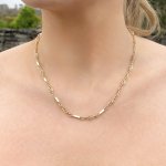 9ct. Gold Chain with Baton &amp; Twist Links. 46 cms. / 18&quot;  NEW STOCK.