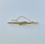 Vintage 9ct. Gold Brooch set with Emeralds &amp; Diamonds. NEW STOCK.