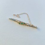 Vintage 9ct. Gold Brooch set with Emeralds &amp; Diamonds. NEW STOCK.