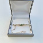 Vintage 9ct. Gold Brooch set with Emeralds &amp; Diamonds. NEW STOCK.