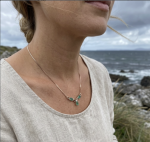 Hallmarked 9ct. Gold Emerald &amp; Diamond Necklace.