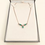 Hallmarked 9ct. Gold Emerald &amp; Diamond Necklace.