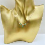 Hallmarked 9ct. Gold Emerald &amp; Diamond Necklace.