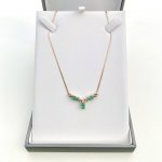 Hallmarked 9ct. Gold Emerald &amp; Diamond Necklace.