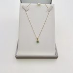 Hallmarked 9ct. Gold Emerald &amp; Diamond Pendant on Chain. NEW STOCK.
