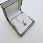 Hallmarked 9ct. Gold Emerald &amp; Diamond Pendant on Chain. NEW STOCK.