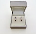 9ct. Gold Sapphire &amp; Diamond Earrings.  NEW STOCK.