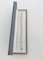 Silver Bracelet with Square-Cut Cubic Zirconia 7&quot;. NEW STOCK.