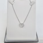 9ct. White Gold Diamond Double-Heart Pendant. NEW STOCK.