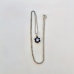 18ct. White Gold Sapphire &amp; Diamond Floral Design Pendant. NEW STOCK.