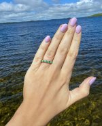9ct. Gold Emerald &amp; Diamond Half Eternity Style Ring.