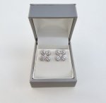 9ct. White Gold Floral Design Diamond Earrings. NEW STOCK.