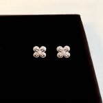 9ct. White Gold Floral Design Diamond Earrings. NEW STOCK.