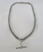 Antique Silver Double Albert Chain with T-Bar. NEW STOCK.
