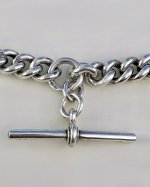 Antique Silver Double Albert Chain with T-Bar. NEW STOCK.
