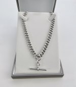 Antique Silver Double Albert Chain with T-Bar. NEW STOCK.