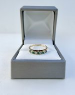 Hallmarked 9ct. Gold Emerald &amp; Diamond Half Eternity Ring. NEW STOCK.