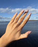 9ct. White Gold Diamond Half Eternity Ring / Design Detail to Centre. NEW STOCK.