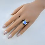 Trilliant Ocean Green Gemstone Ring in Sculptural Gold-Over-Silver Setting. NEW STOCK. 